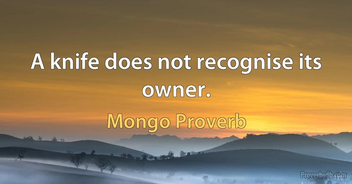 A knife does not recognise its owner. (Mongo Proverb)