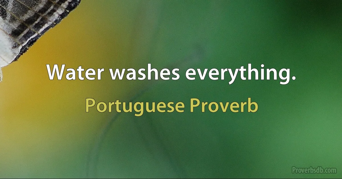 Water washes everything. (Portuguese Proverb)