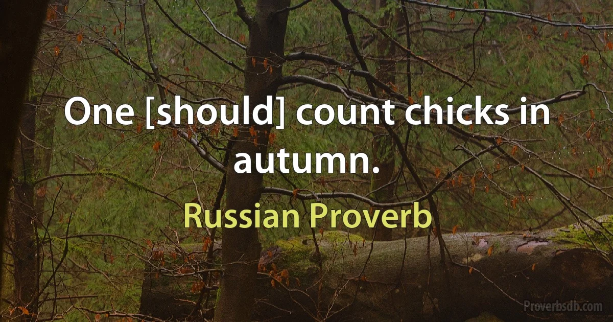 One [should] count chicks in autumn. (Russian Proverb)