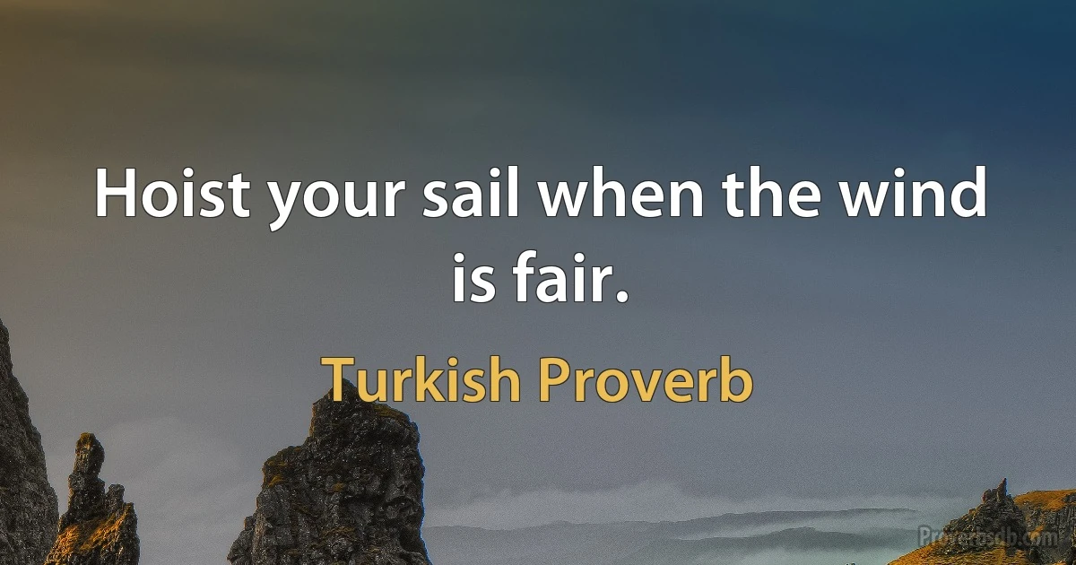 Hoist your sail when the wind is fair. (Turkish Proverb)