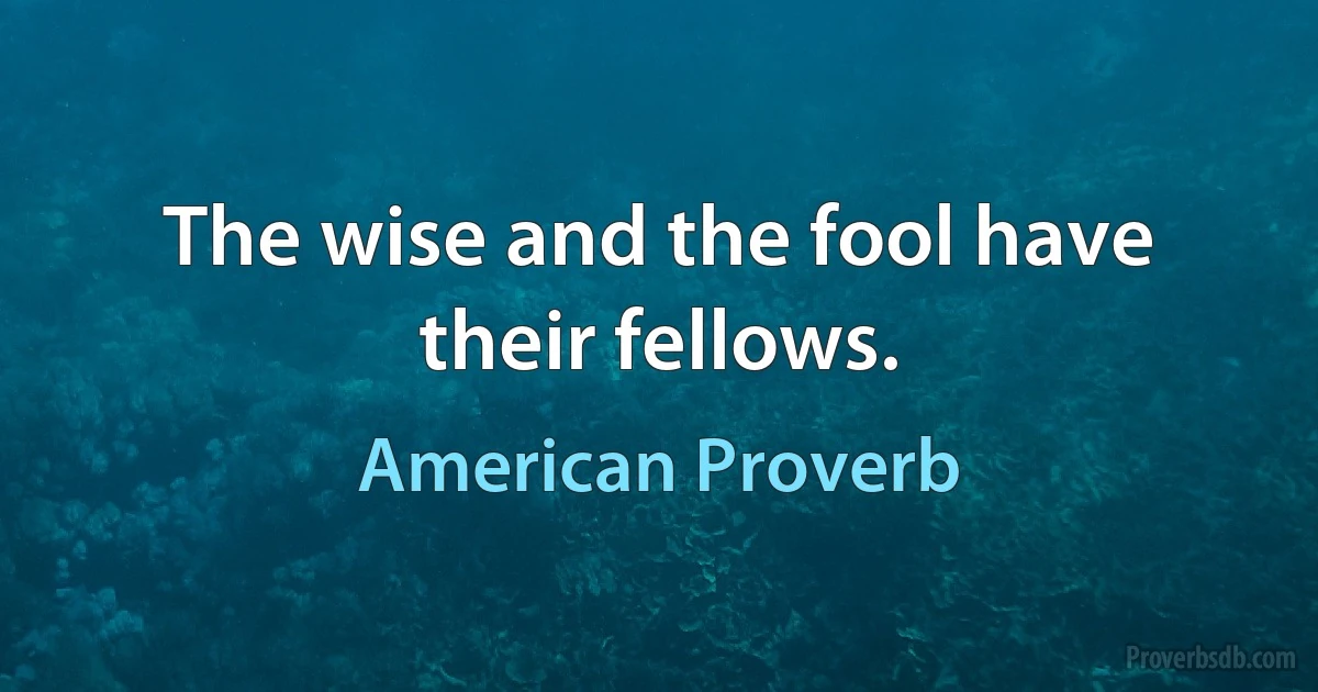 The wise and the fool have their fellows. (American Proverb)