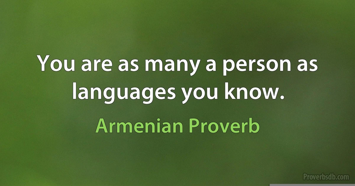 You are as many a person as languages you know. (Armenian Proverb)