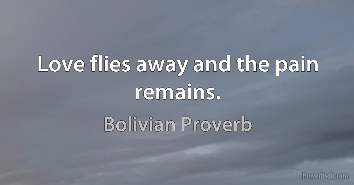 Love flies away and the pain remains. (Bolivian Proverb)