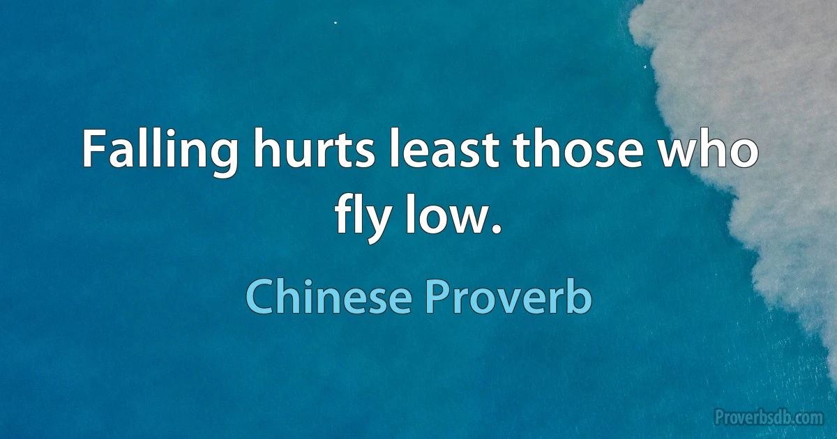 Falling hurts least those who fly low. (Chinese Proverb)