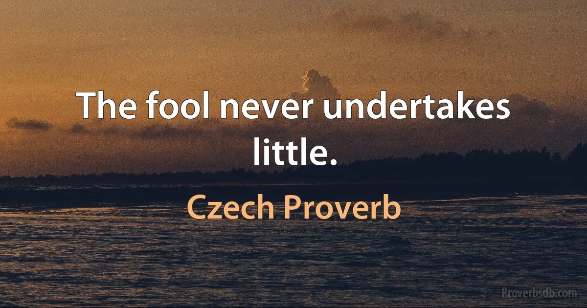 The fool never undertakes little. (Czech Proverb)