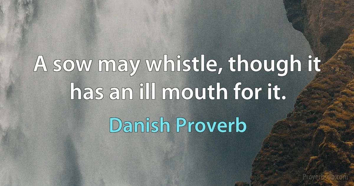 A sow may whistle, though it has an ill mouth for it. (Danish Proverb)