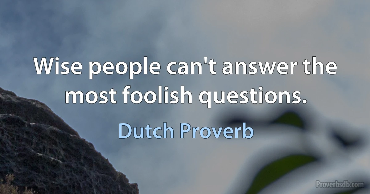 Wise people can't answer the most foolish questions. (Dutch Proverb)