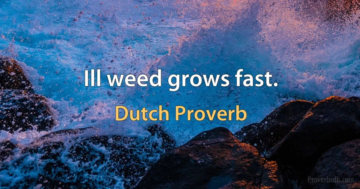 Ill weed grows fast. (Dutch Proverb)