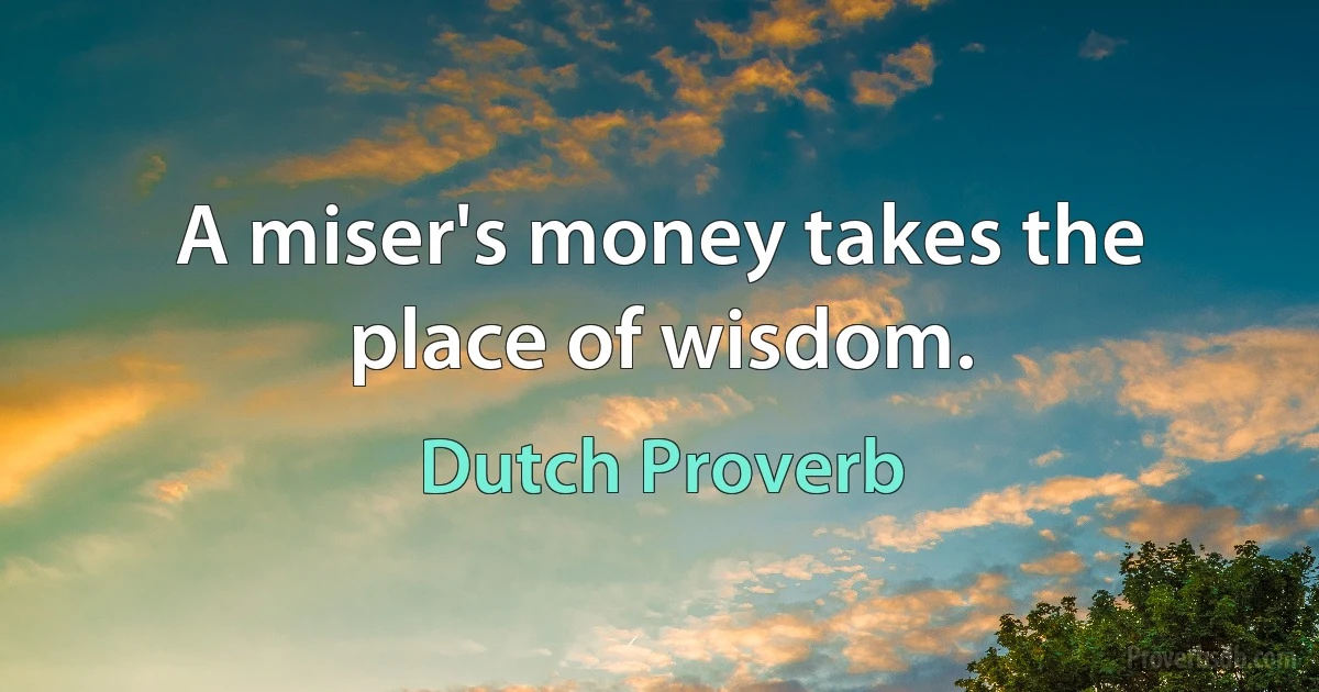 A miser's money takes the place of wisdom. (Dutch Proverb)