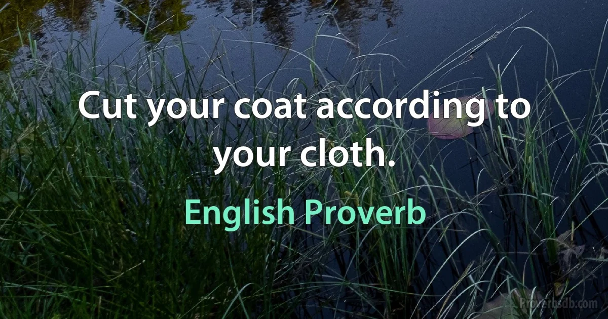 Cut your coat according to your cloth. (English Proverb)