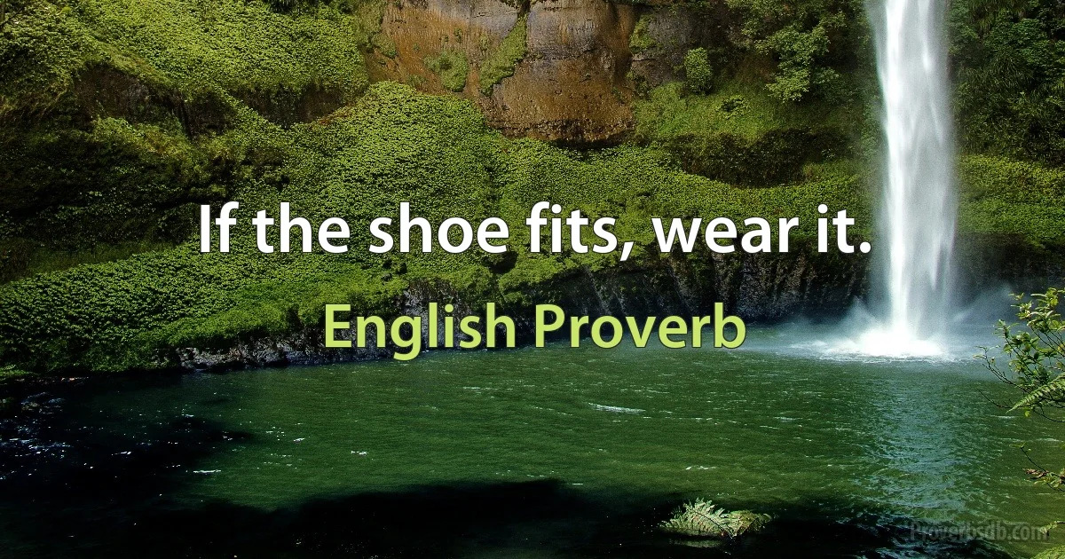 If the shoe fits, wear it. (English Proverb)