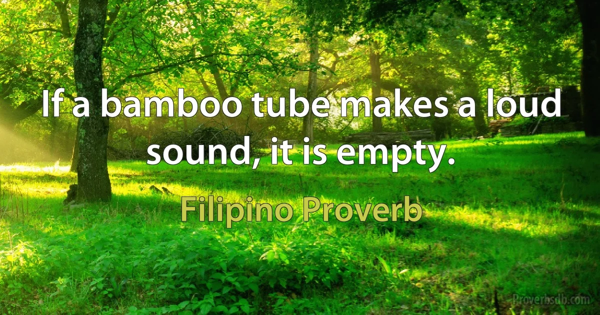 If a bamboo tube makes a loud sound, it is empty. (Filipino Proverb)