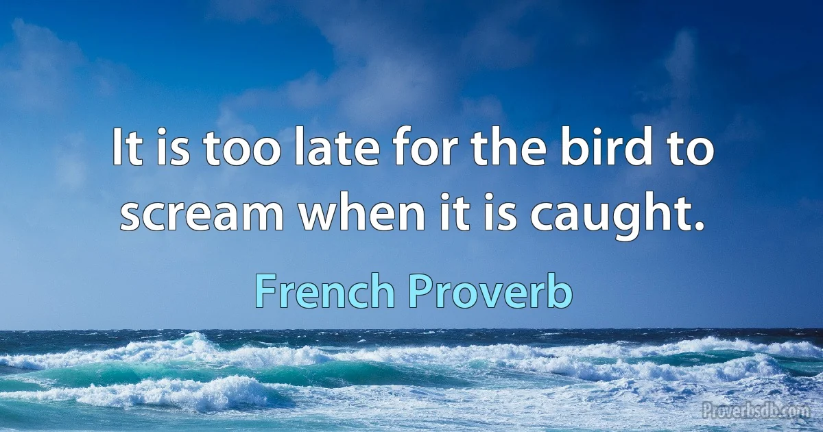 It is too late for the bird to scream when it is caught. (French Proverb)