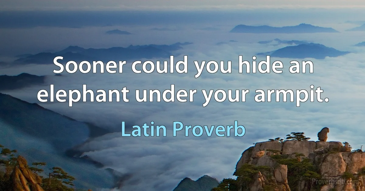 Sooner could you hide an elephant under your armpit. (Latin Proverb)