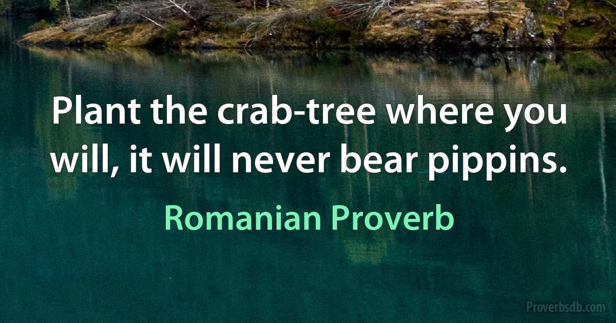 Plant the crab-tree where you will, it will never bear pippins. (Romanian Proverb)