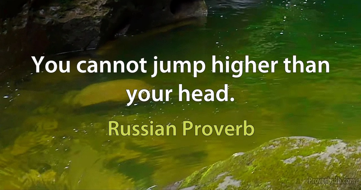 You cannot jump higher than your head. (Russian Proverb)