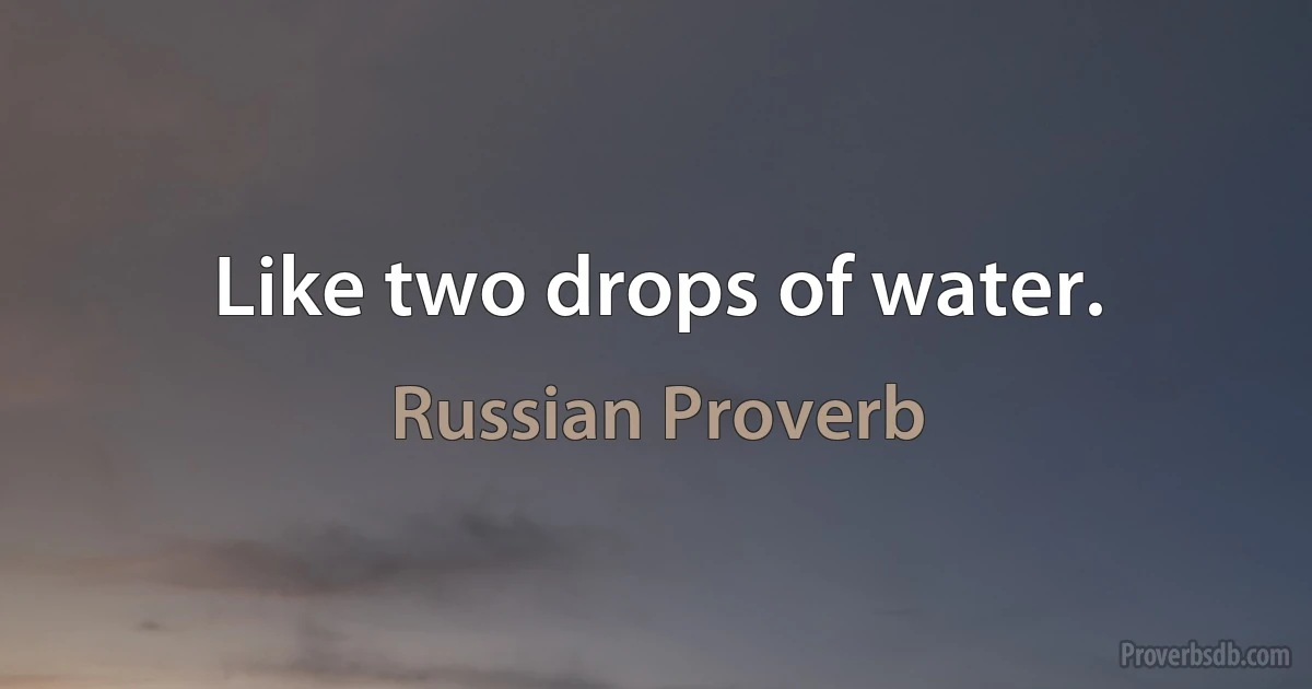 Like two drops of water. (Russian Proverb)