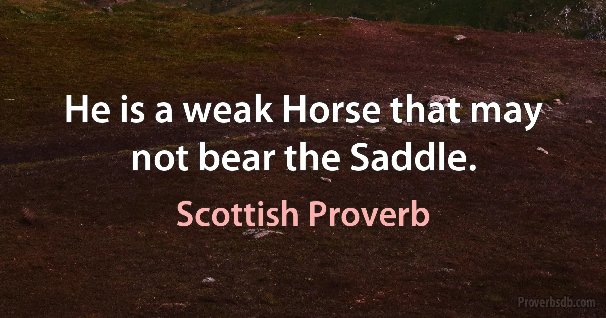 He is a weak Horse that may not bear the Saddle. (Scottish Proverb)