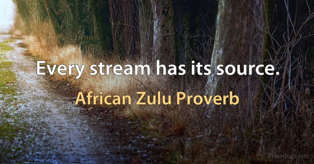 Every stream has its source. (African Zulu Proverb)