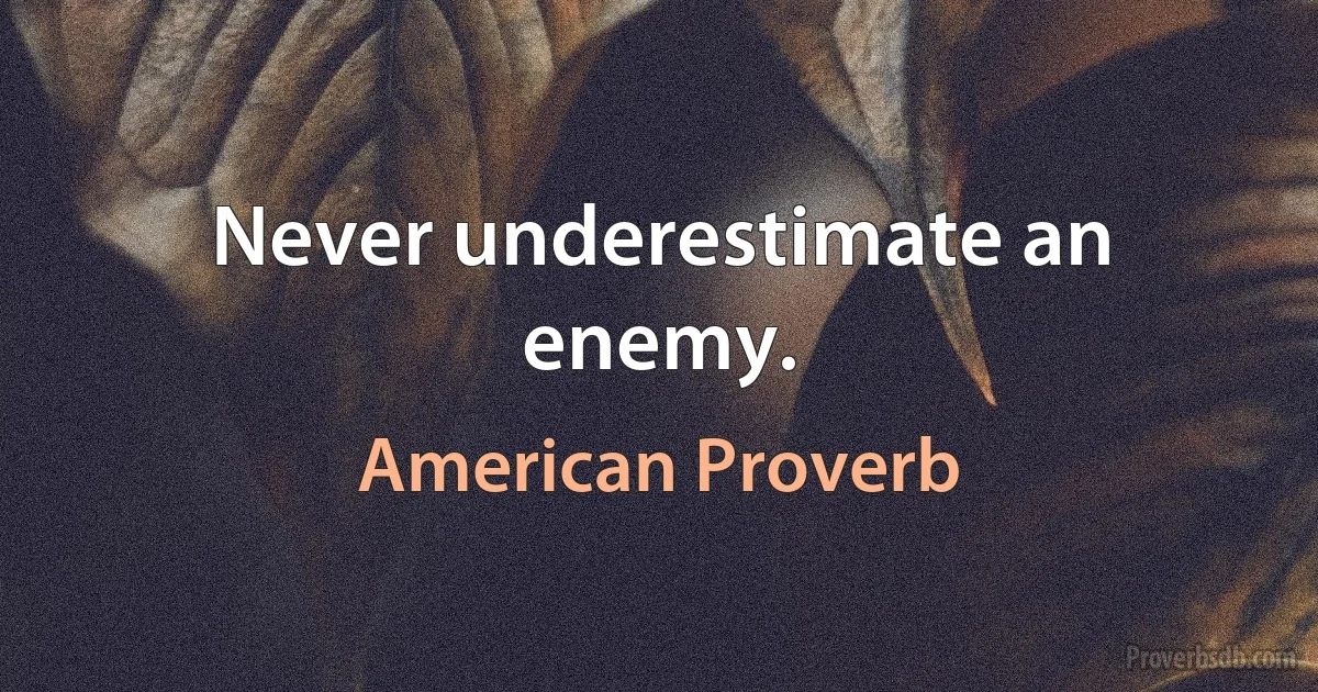 Never underestimate an enemy. (American Proverb)