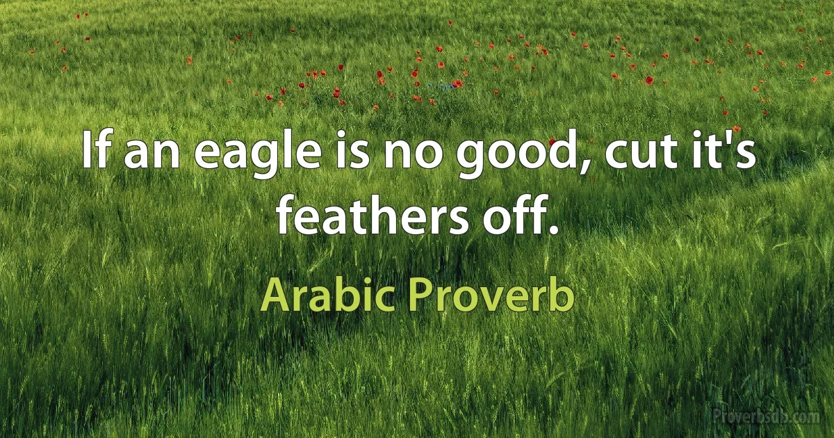 If an eagle is no good, cut it's feathers off. (Arabic Proverb)