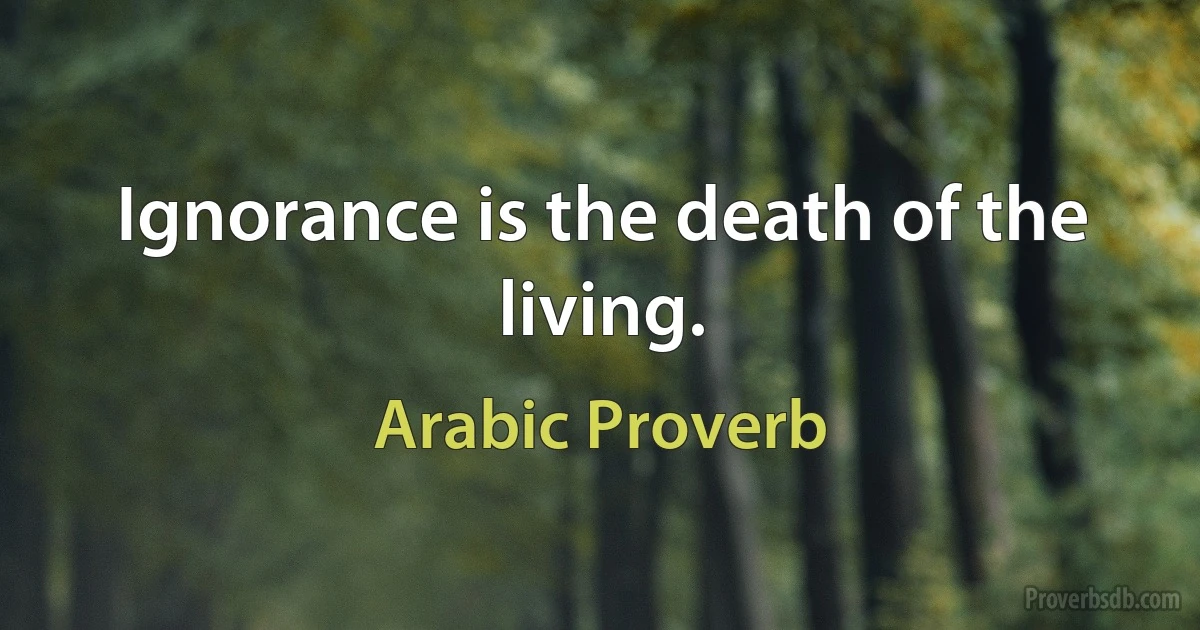 Ignorance is the death of the living. (Arabic Proverb)