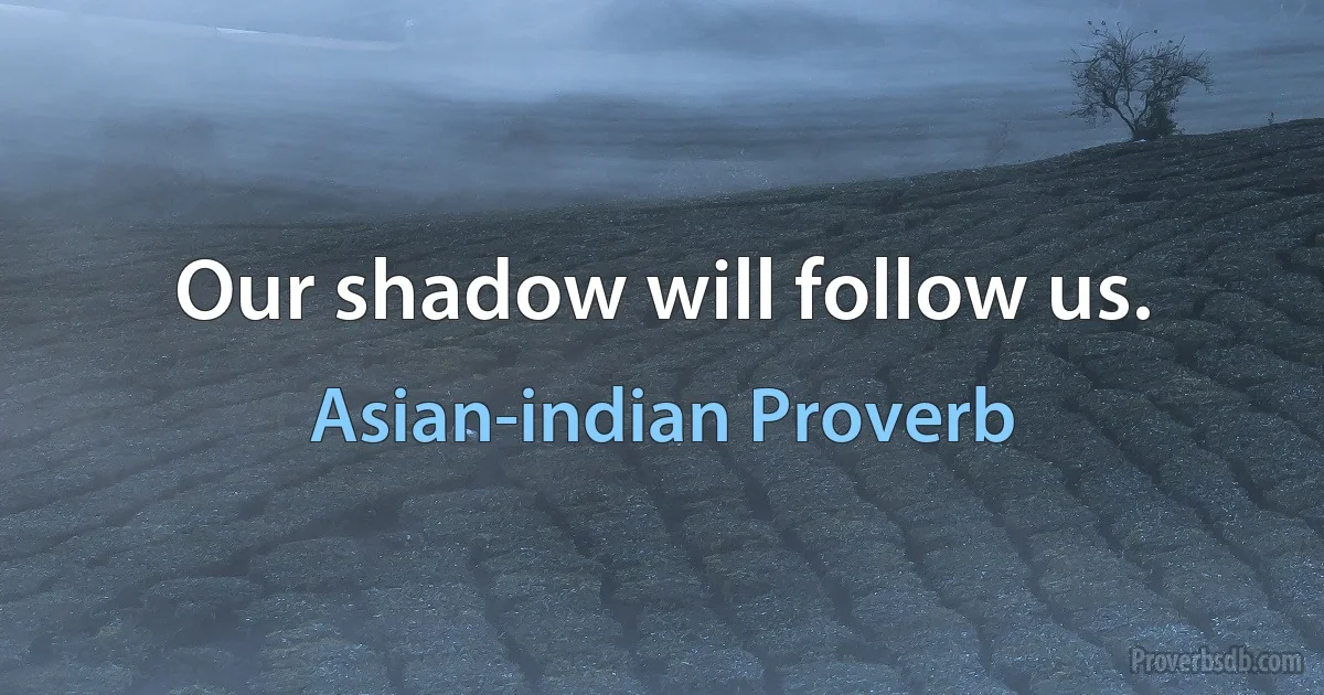 Our shadow will follow us. (Asian-indian Proverb)