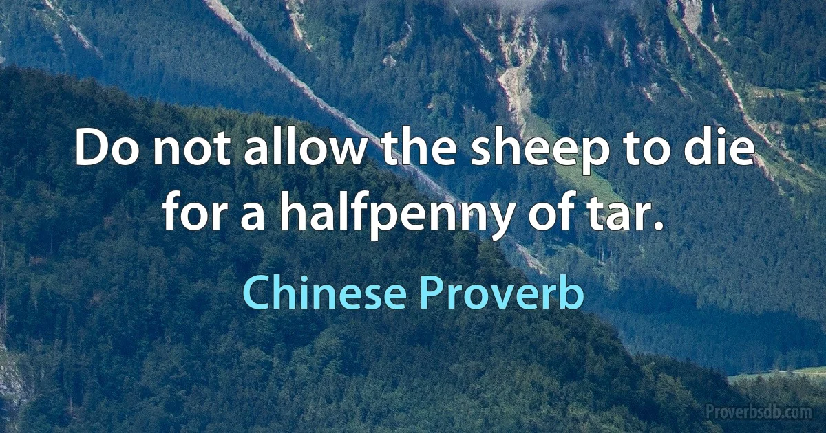 Do not allow the sheep to die for a halfpenny of tar. (Chinese Proverb)