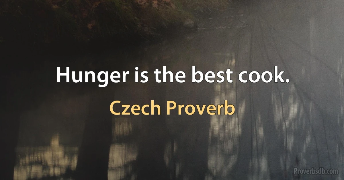 Hunger is the best cook. (Czech Proverb)