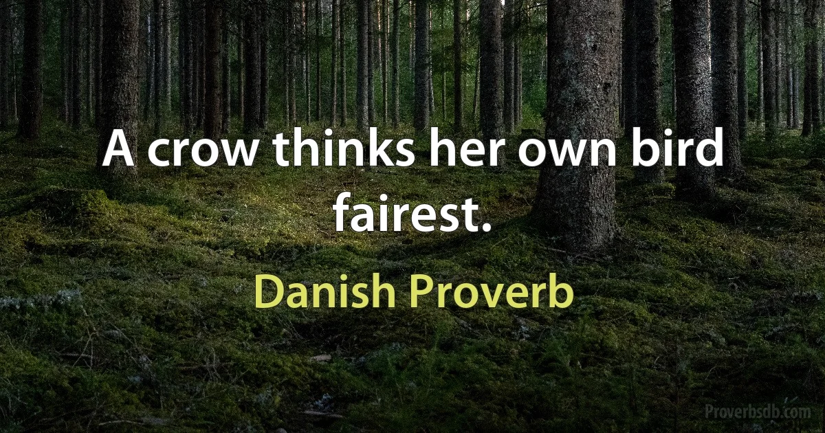 A crow thinks her own bird fairest. (Danish Proverb)