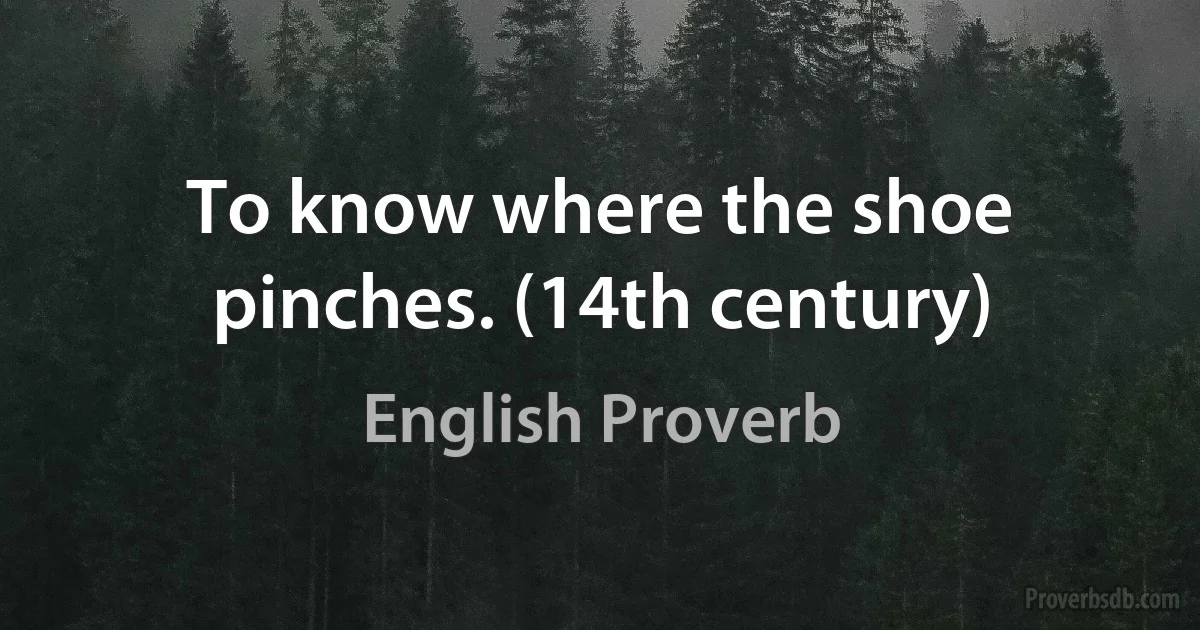 To know where the shoe pinches. (14th century) (English Proverb)