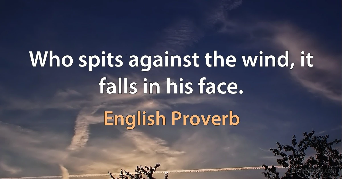 Who spits against the wind, it falls in his face. (English Proverb)