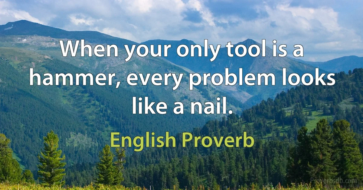 When your only tool is a hammer, every problem looks like a nail. (English Proverb)