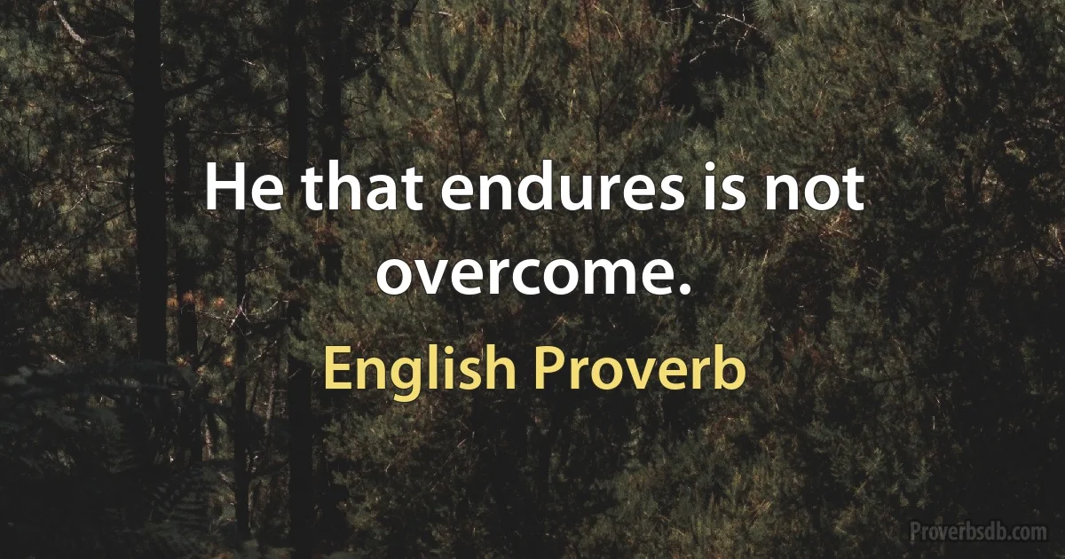 He that endures is not overcome. (English Proverb)