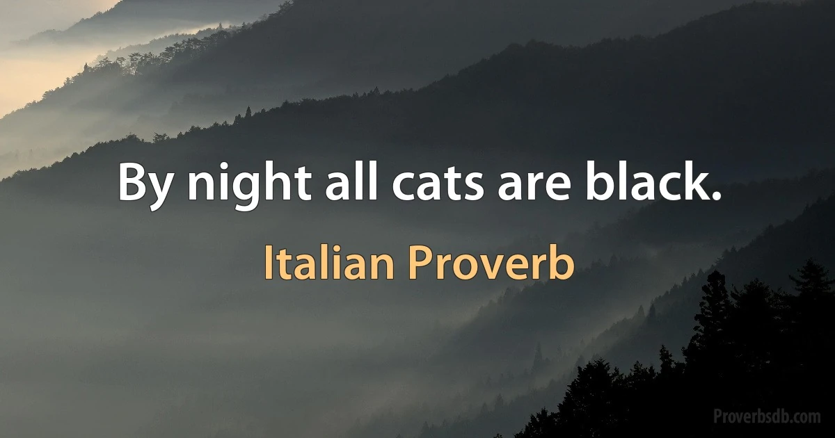 By night all cats are black. (Italian Proverb)