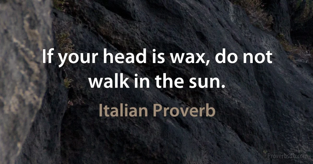 If your head is wax, do not walk in the sun. (Italian Proverb)