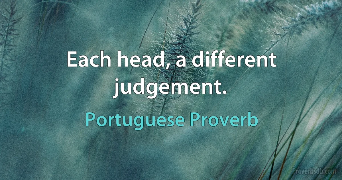 Each head, a different judgement. (Portuguese Proverb)