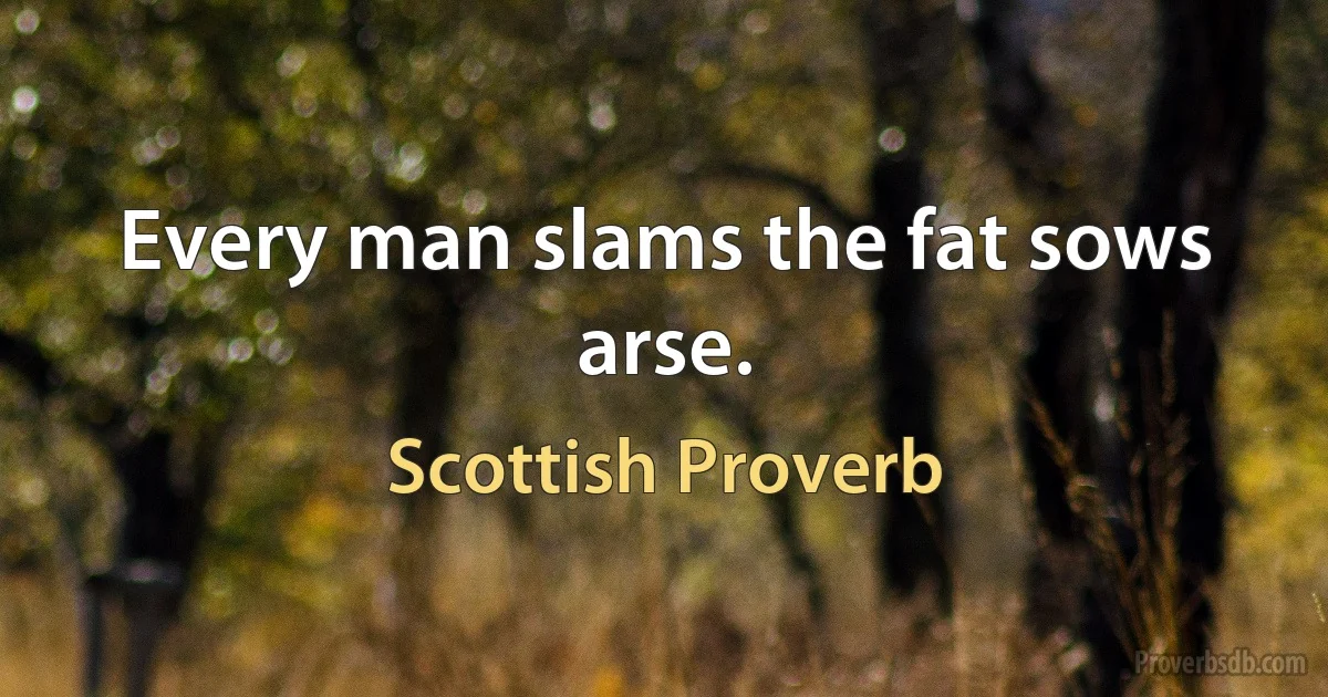 Every man slams the fat sows arse. (Scottish Proverb)