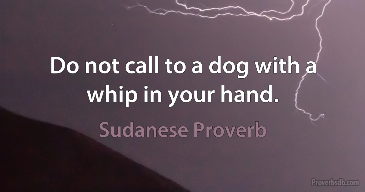 Do not call to a dog with a whip in your hand. (Sudanese Proverb)