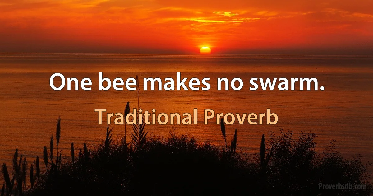 One bee makes no swarm. (Traditional Proverb)