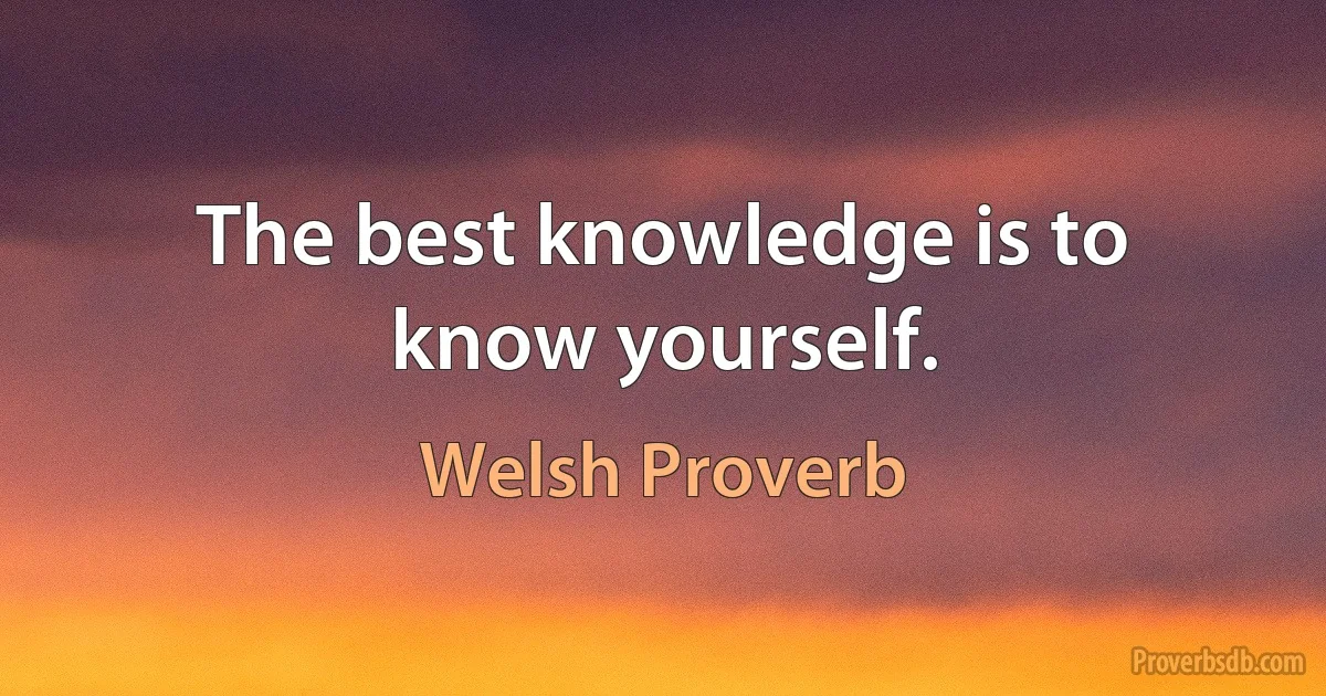 The best knowledge is to know yourself. (Welsh Proverb)