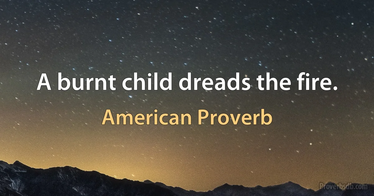 A burnt child dreads the fire. (American Proverb)