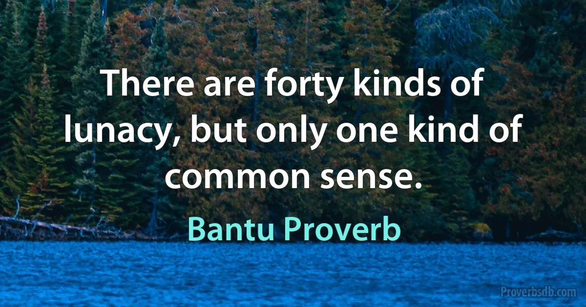 There are forty kinds of lunacy, but only one kind of common sense. (Bantu Proverb)