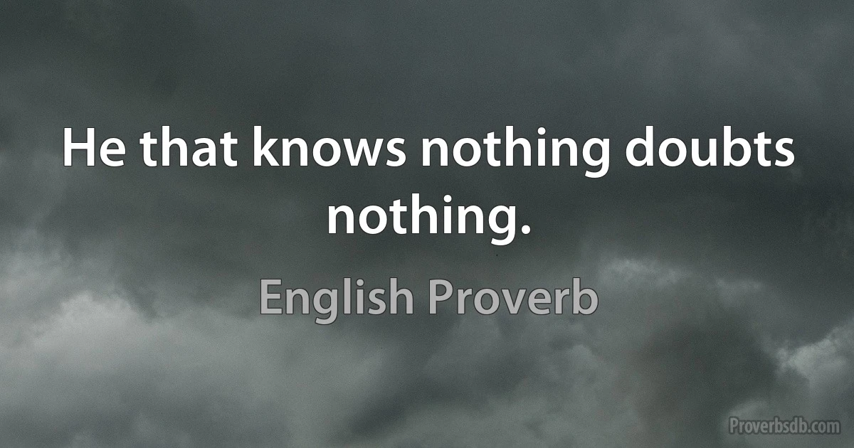 Не that knows nothing doubts nothing. (English Proverb)