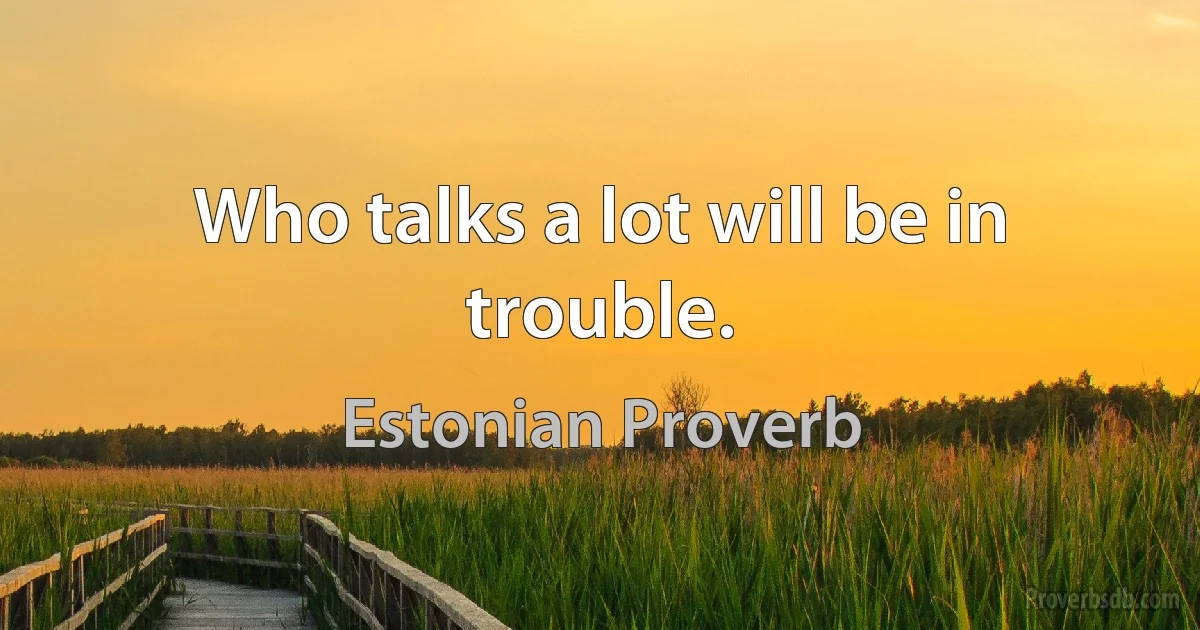 Who talks a lot will be in trouble. (Estonian Proverb)