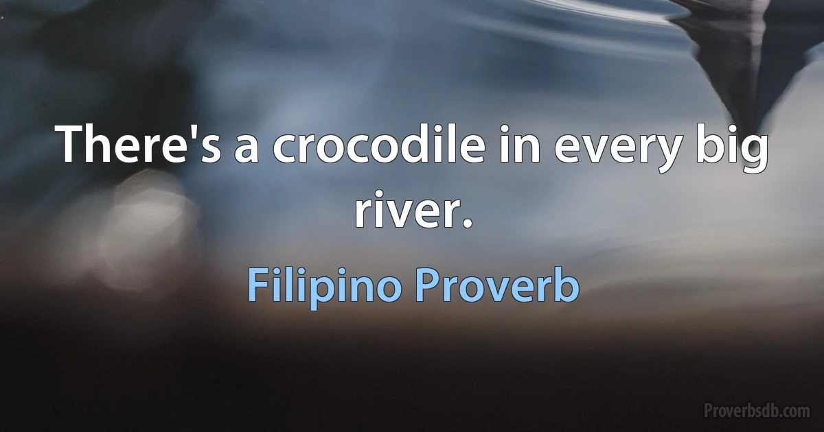 There's a crocodile in every big river. (Filipino Proverb)