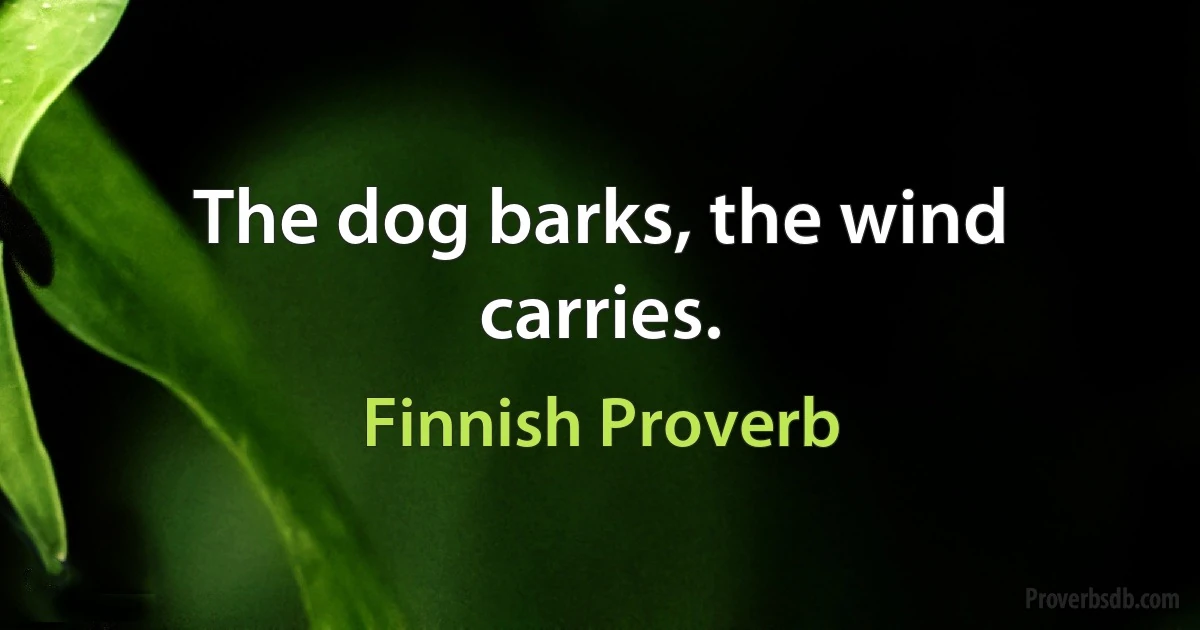 The dog barks, the wind carries. (Finnish Proverb)