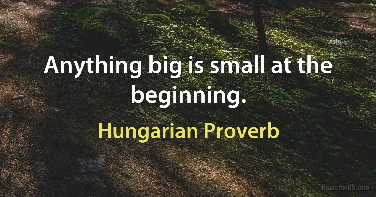 Anything big is small at the beginning. (Hungarian Proverb)