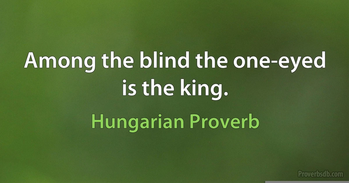 Among the blind the one-eyed is the king. (Hungarian Proverb)