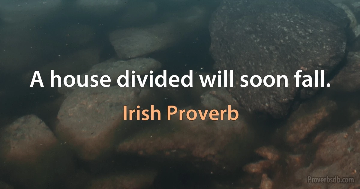 A house divided will soon fall. (Irish Proverb)